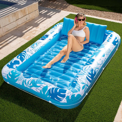 4 in 1 XL Inflatable Tanning Pool Lounge Float With Cup Holder - VIP