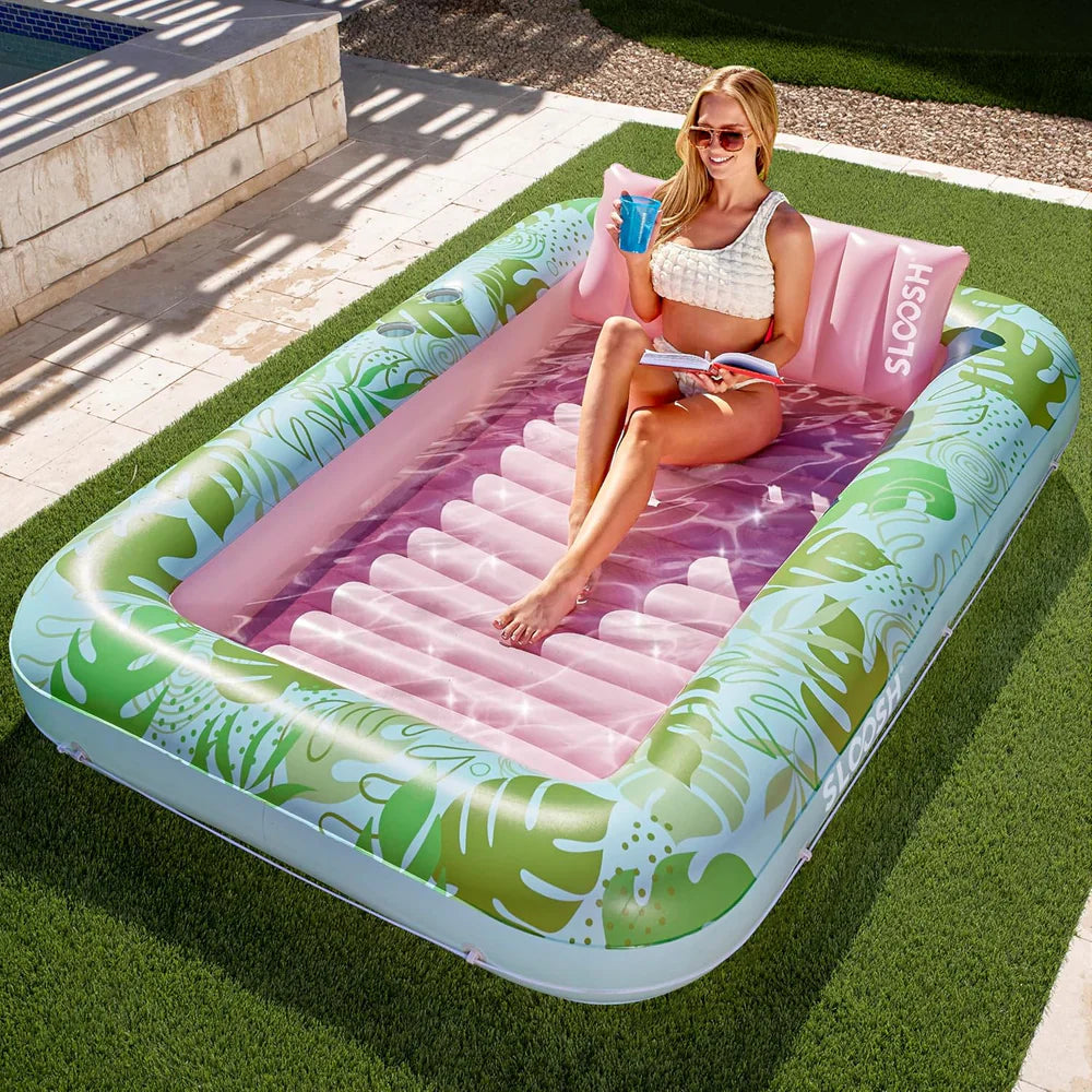 4 in 1 XL Inflatable Tanning Pool Lounge Float With Cup Holder - VIP
