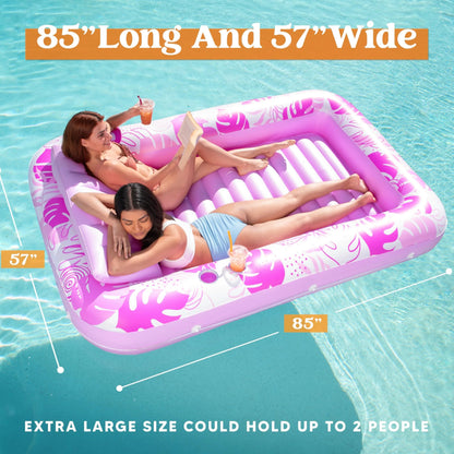 4 in 1 XL Inflatable Tanning Pool Lounge Float With Cup Holder - VIP